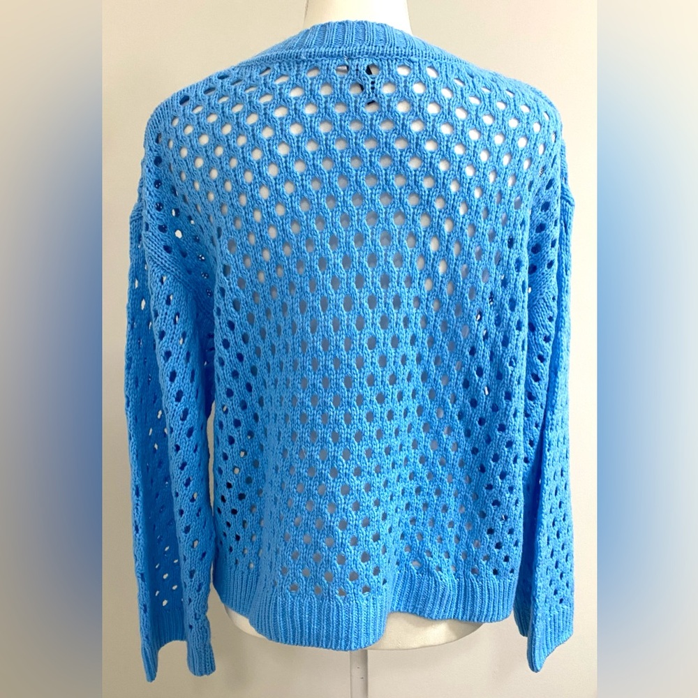 H&M Divided Womens L Solid Blue Crewneck Long Sleeve Lightweight Sweater Classic - Picture 5 of 12
